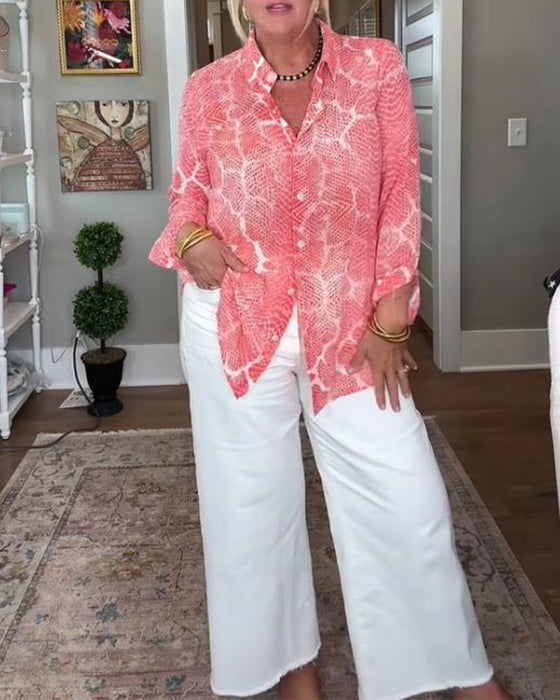 Blus Med Knappad Och Texturerad Egenskaper