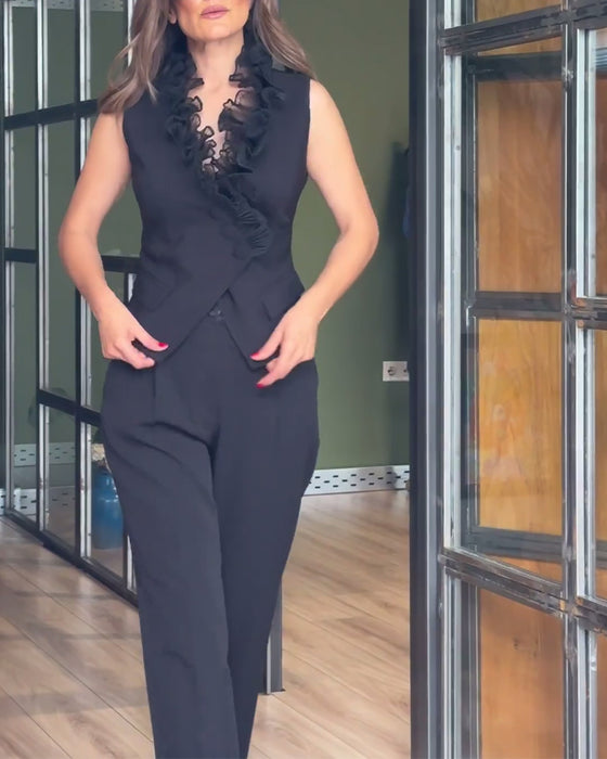 Väst – Slim Fit Med Ryschdetaljer