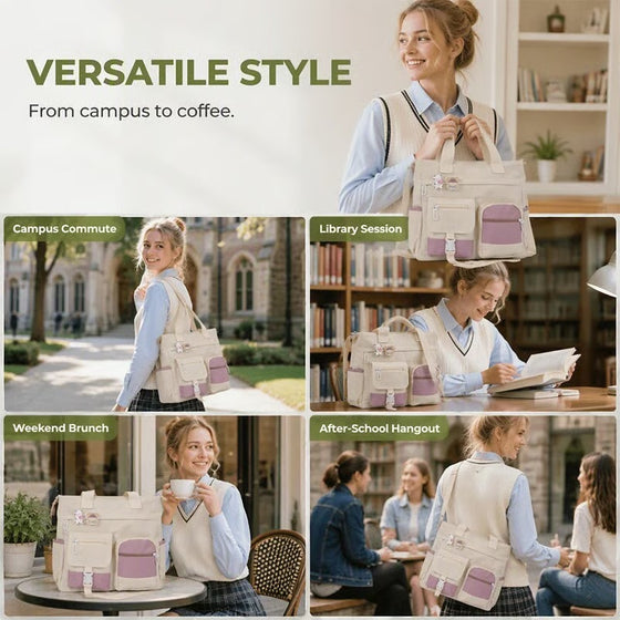 Väska Rymlig Canvas Tote Fack