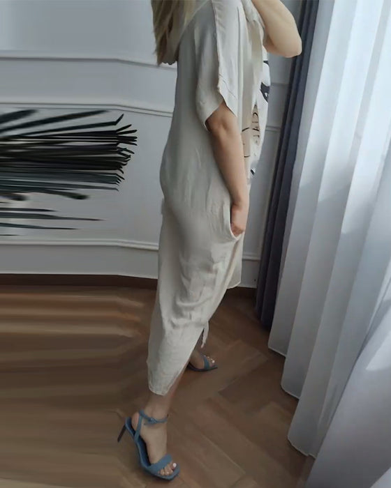 Klänning Med Huva Mönstrad Lös Passform