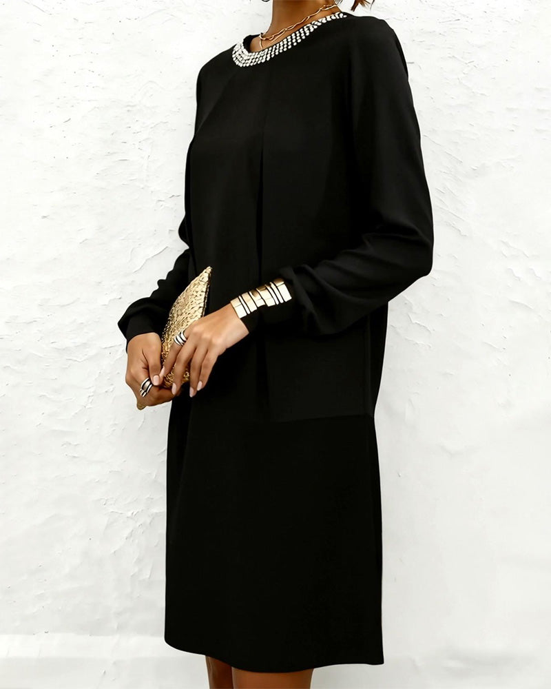 Klänning Modern Och Elegant Lång Ärm