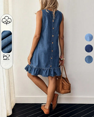 Klänningar Ärmlös Denim Sjöjungfru Väst Kort