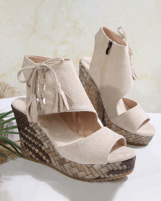 👡Sandaler Dam Öppen Tå Plattform Wedge Tofs