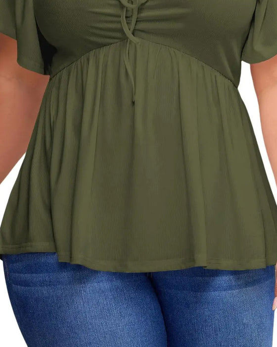 T-Tröja Large Size Square Neck Bubble Sleeve
