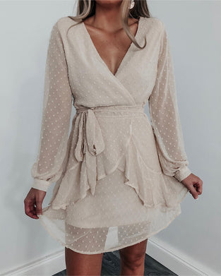 Klänning V-Ringning Tredimensionell Blomma Allmatch