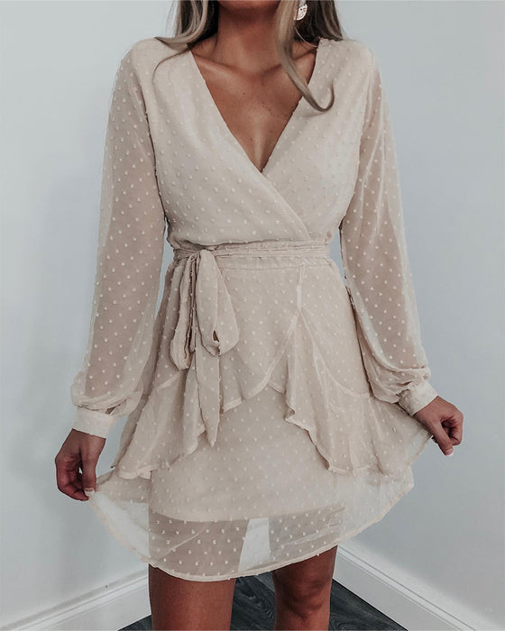 Klänning V-Ringning Tredimensionell Blomma Allmatch