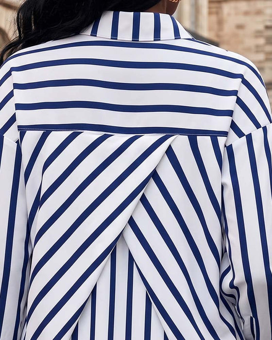 Blus Randig Rygg Kors Oregelbunden
