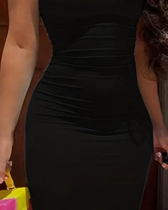 Klänning Enfärgad Ärmlös Mode Bodycon