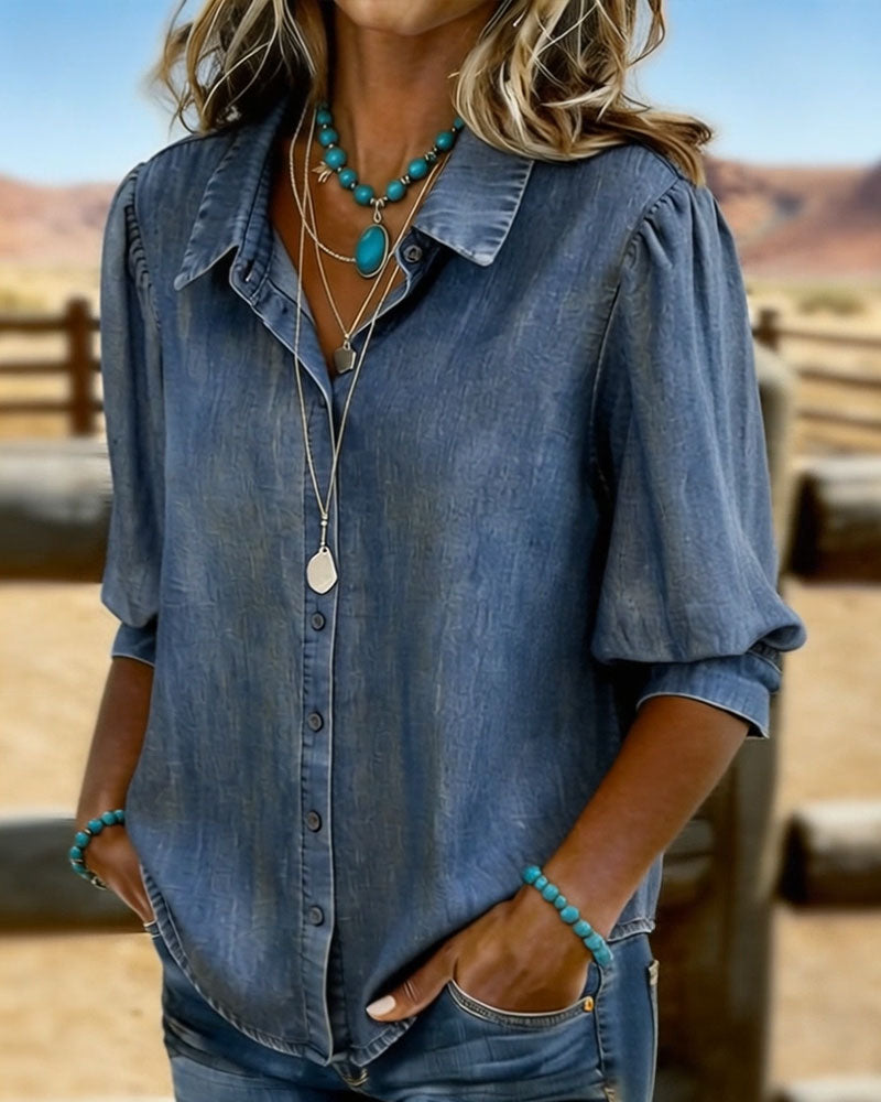 Skjorta Bubble Kortärmad Denim