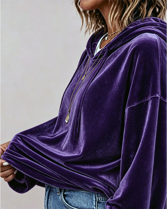 Hoodie Enfärgad Långärmad