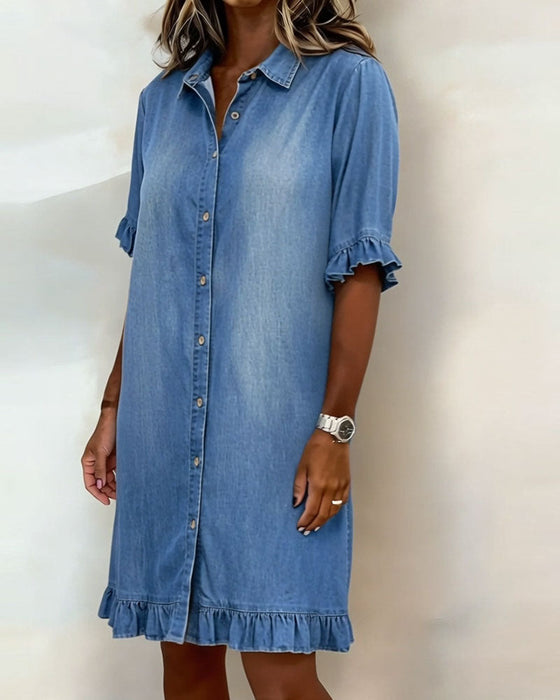 Denimkjolklänning Med Volang