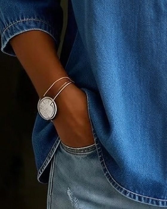 Blus Fyrkantskrage Denim Henry