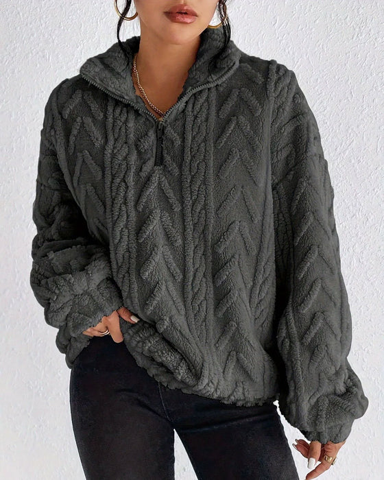 Sweatshirt Dubbelsidig Fleece Halv Dragkedja