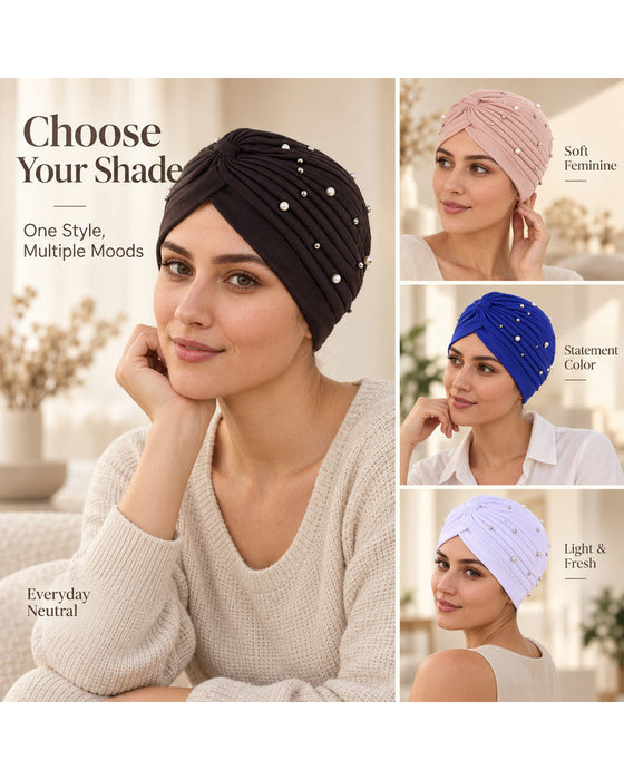 Hatt Pärla Veckad Förknuten Turban