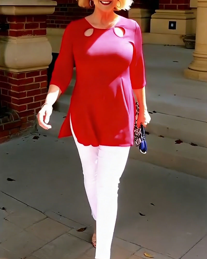 Topp Trekvart Ärm Utskärning Figurnära