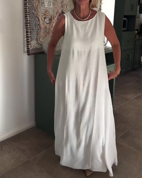 Klänning Ärmlös Lössittande Draperad Lång