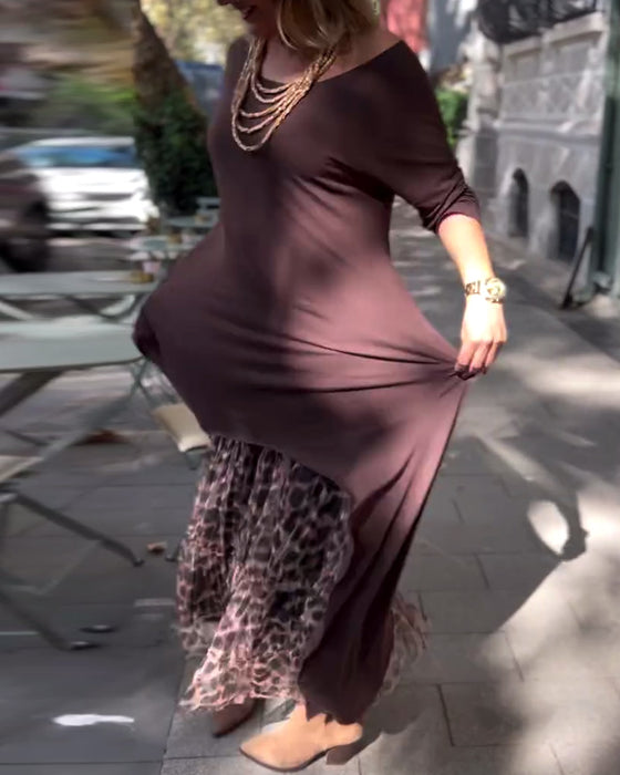 Klänning Långärmad Enfärgad Oregelbunden