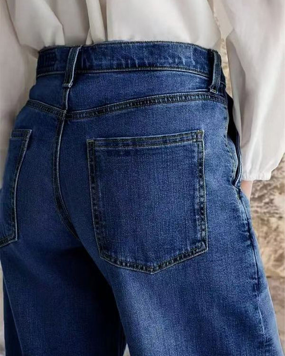 Jeans Multi-Knapp Tvättad Lös