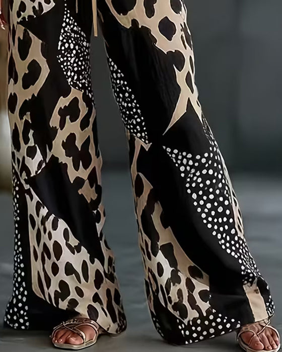 Byxor Leopard Tryck Polka Dot Bredben