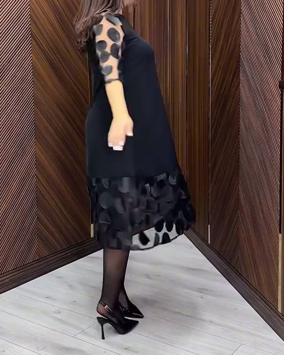 Klänning Nät Sticksöm Modig Rund Halsringning