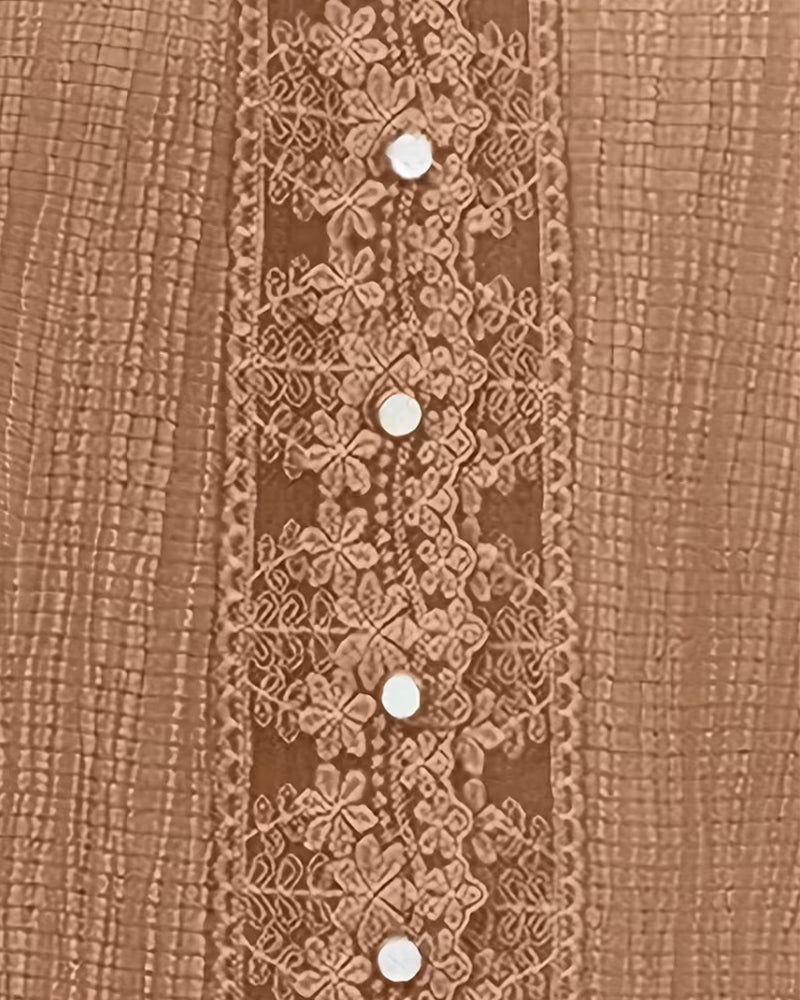 Blus Spets Lapptäcke V-Hals Puff Ärm