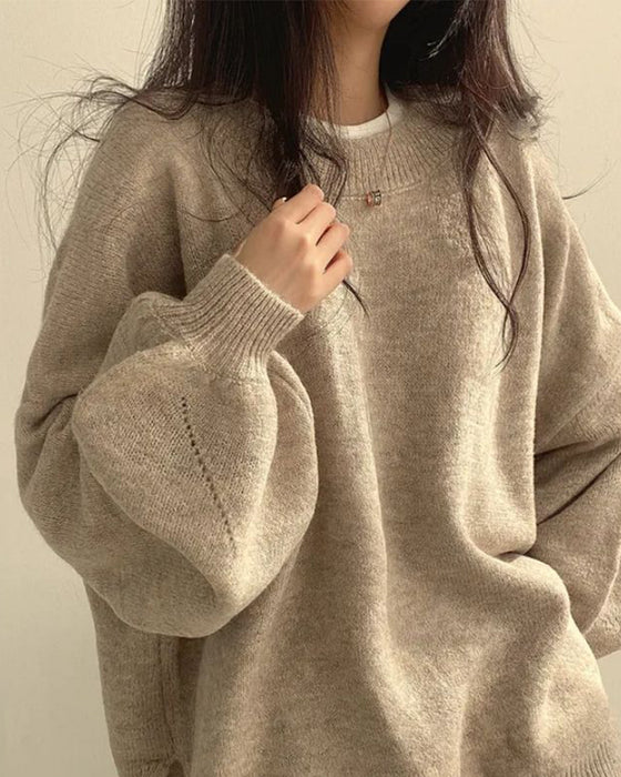 Pullover Rundhalsad Sida Slits
