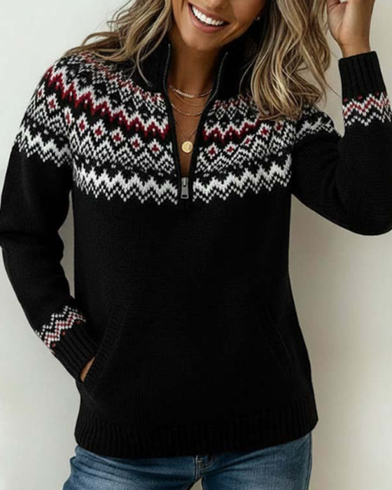 Tröja Vintage Halvblås Krage