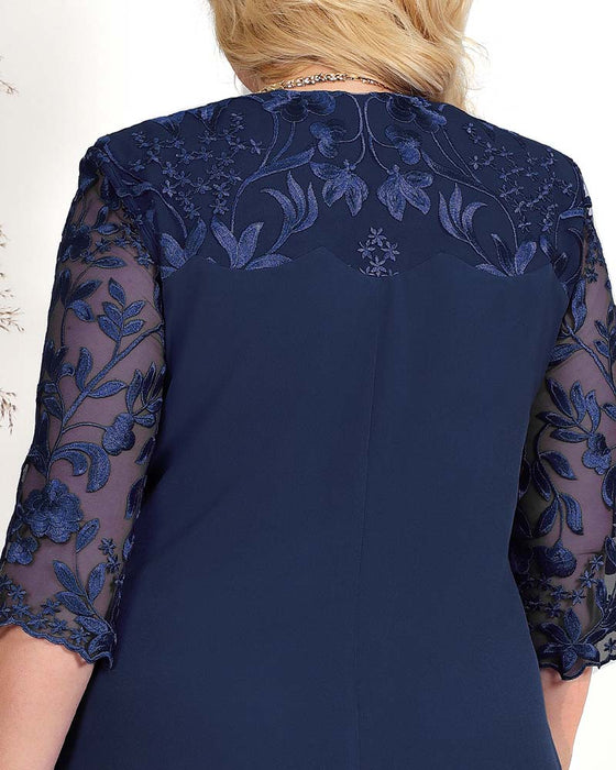 Klänning avslappnad lös broderad chiffong