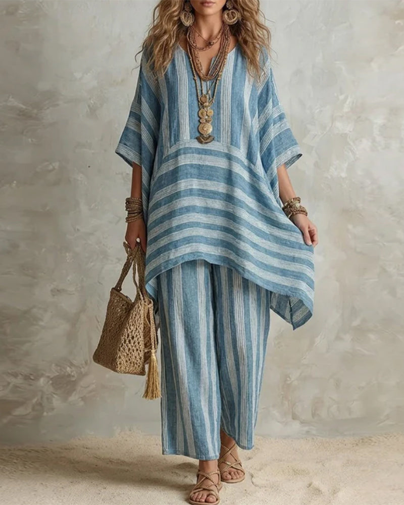 Set V-Ringad Oregelbunden Randig Matchande