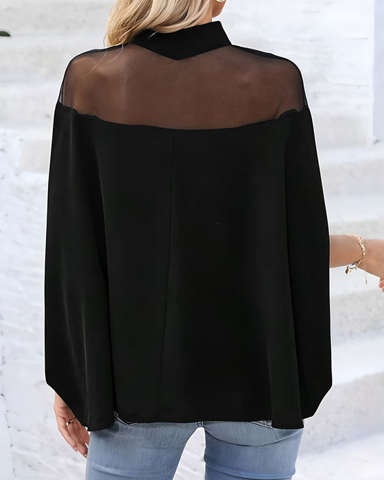 Blus Genomskinlig Cold Shoulder Dolmanärm