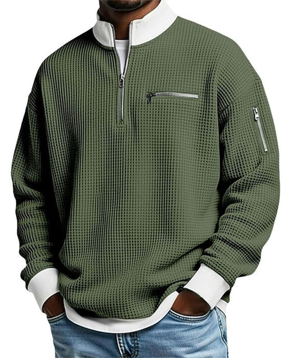 Sweatshirt Ståkrage Kontrasterande Dragkedja