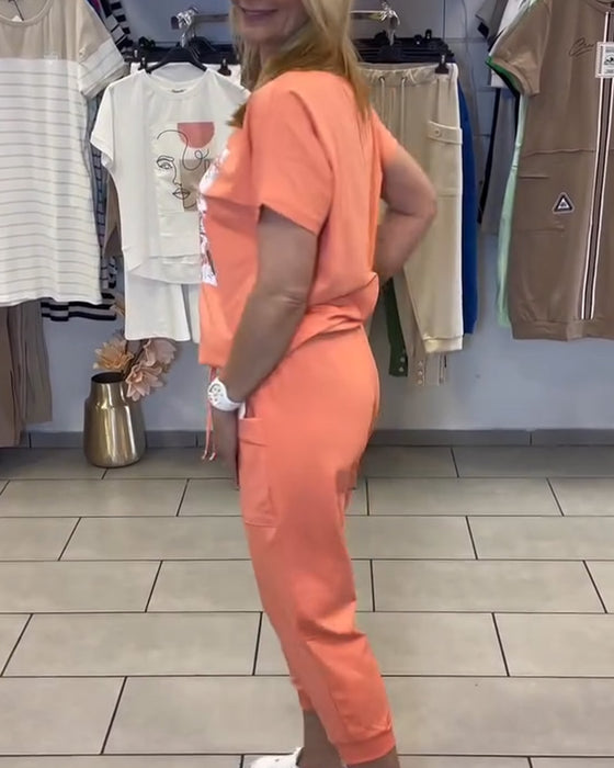 Set Vardagliga Mönstrade Korta Byxor