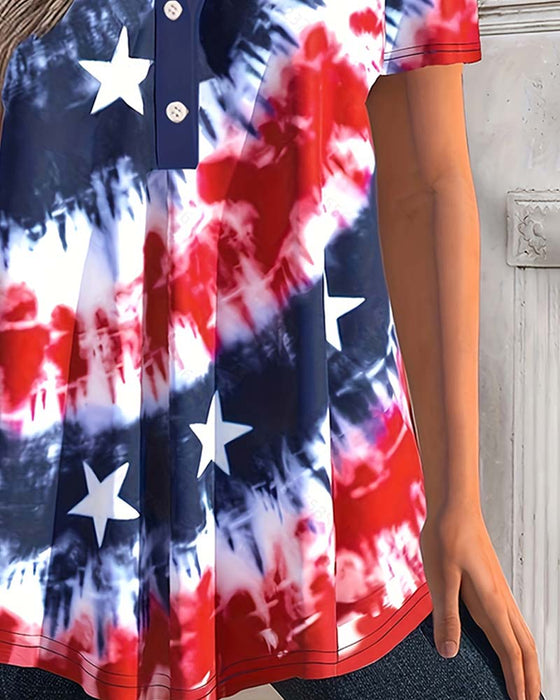 Blusar Tie-Dye Henley Kortärmad