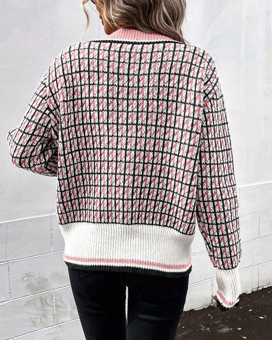 Cardigan Vintage Rutig Knapprad