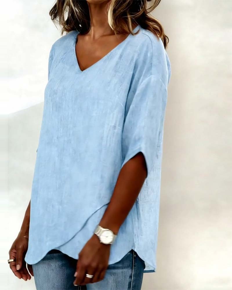 Topp Oregelbunden Fåll Enfärgad V-Ringning
