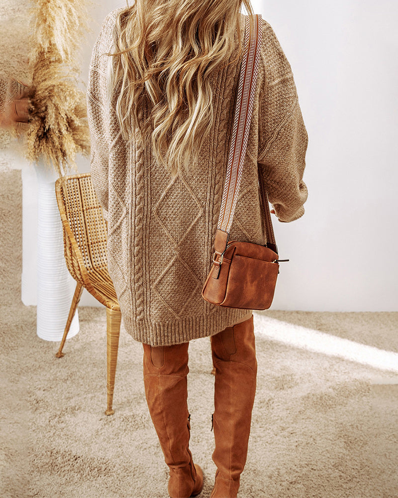 Tröjklänning avslappnad rund hals enfärgad