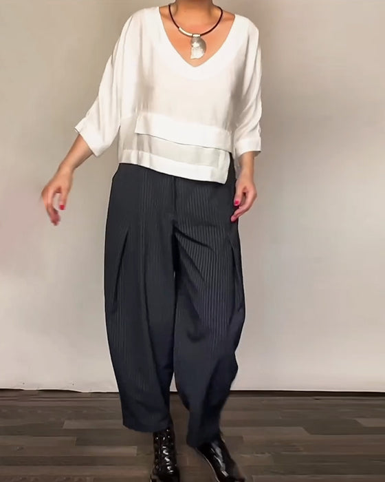 Kvällsbyxor Med Retro Strepp