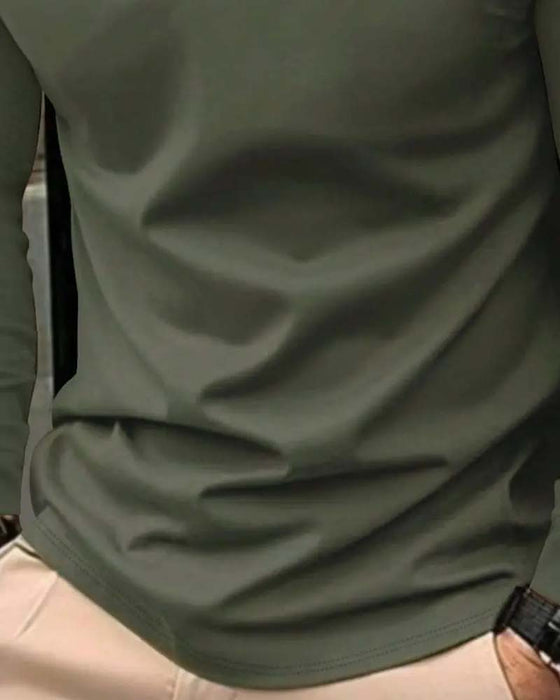T-Shirt V-Hals Räfflad Solid Färg Herr