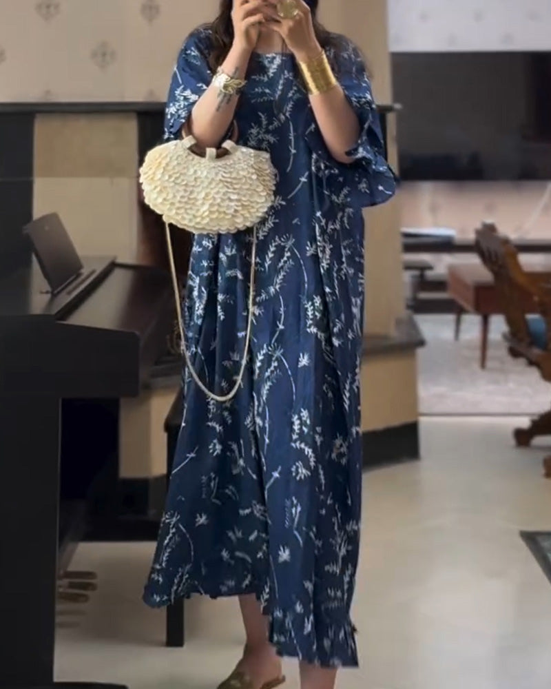 Klänning Enkel Tryckt Lång