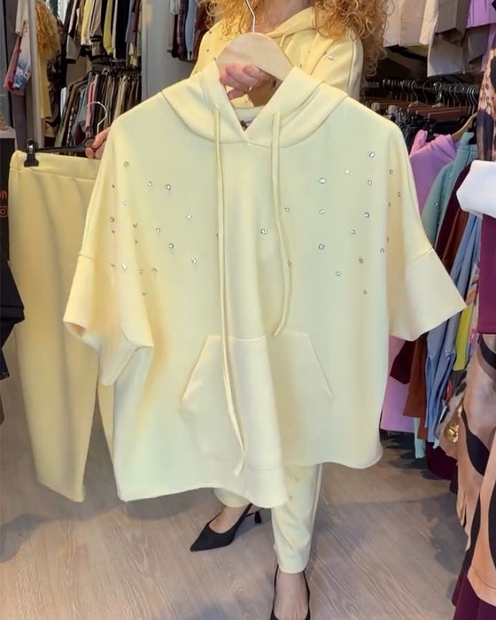 Set Med Huva Pärldetaljer Avslappnad