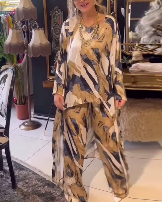 Elegant tvådelad set med oregelbundet tryck