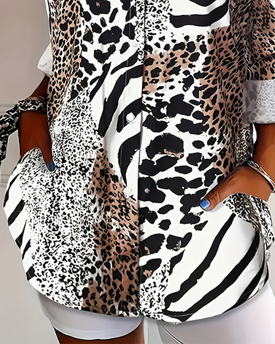 Blus Zebra Och Leopard Tryck Lös