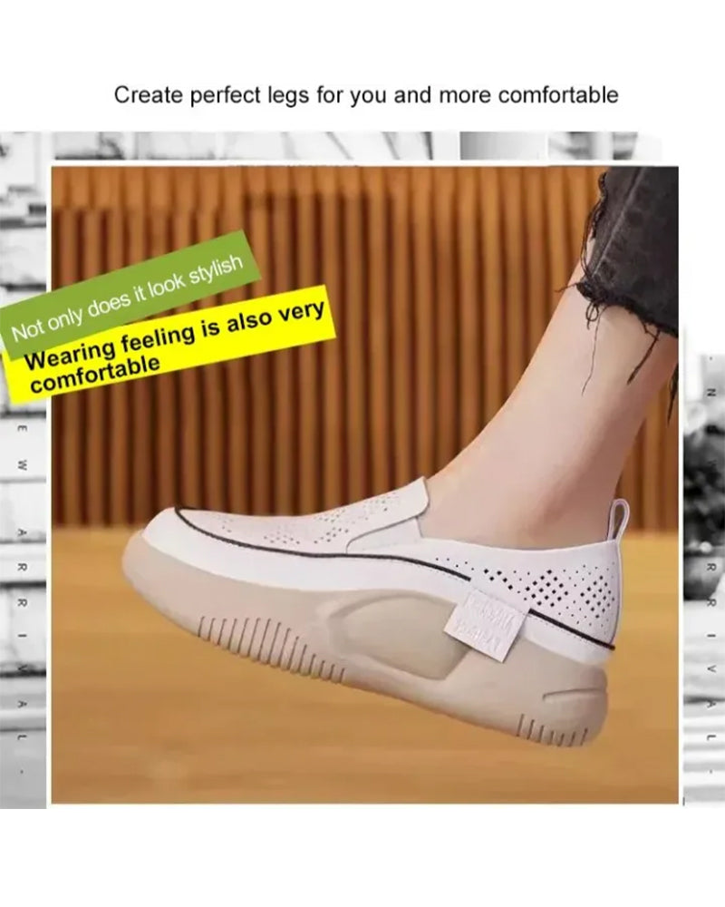 Skor Tjocksulade Dam Urholkade Loafers Rund Tå Hätta