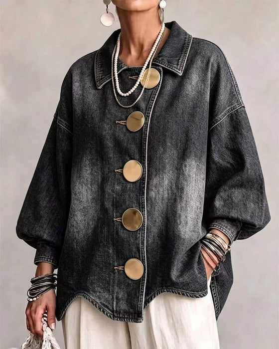 Kappa Stor Metallknapp Tvättad Denim