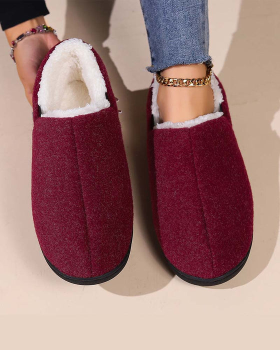 Plysch enfärgad all-inclusive platta skor