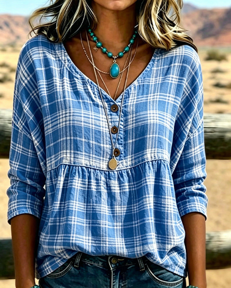 Blus Vintage Ruta V-Hals