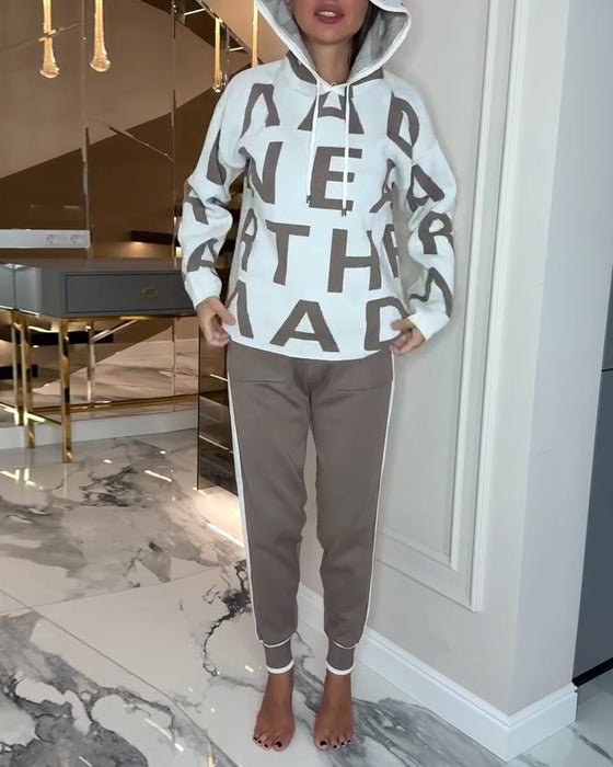 Tvådelad Set Med Huva Och Bokstavsprint