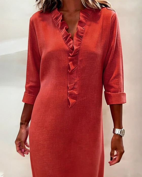 Klänning Ryschad V-Ringning Enfärgad