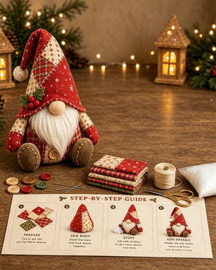 🧵 DIY Lapptäckes Tomte Kit – Skapa Din Egen Bedårande Tomte 🧙‍♂️