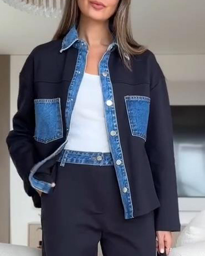 Skjort Färgkontrast Revers